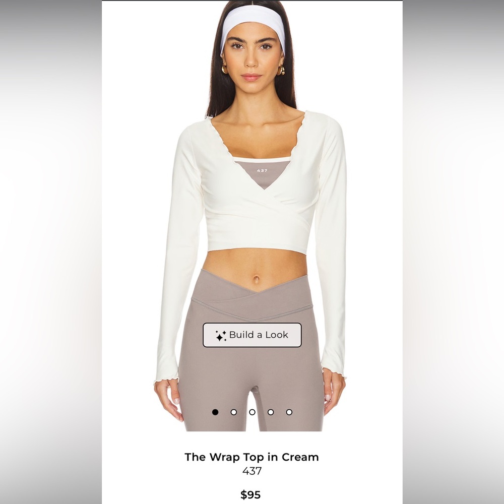 437 The Wrap Top in Cream - Women's Long Sleeve Crop Wrap